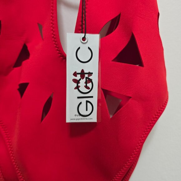Gigi C Casey Plunging One Piece. Red. Sz S. NWT RP $205. Sexy, Elegant, Lux - Picture 5 of 11